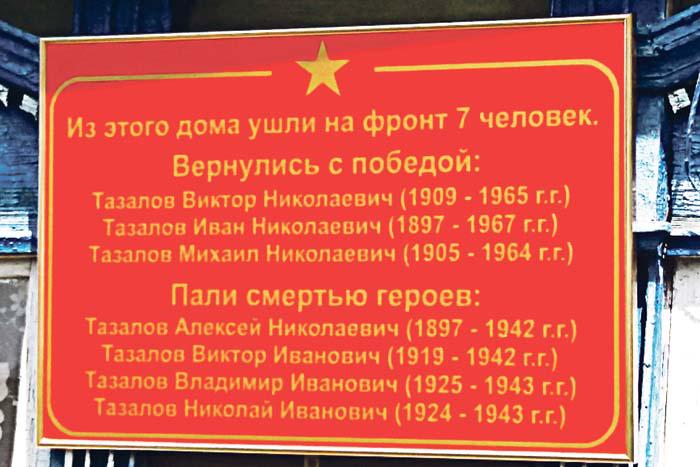 Открытие мемориальной доски на доме Тазаловых